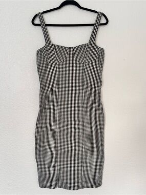 Capulet Gingham Sheath Dress in Black and White Size Large
